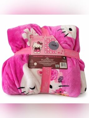 Hello Kitty Hot Pink Plush Twin Blanket